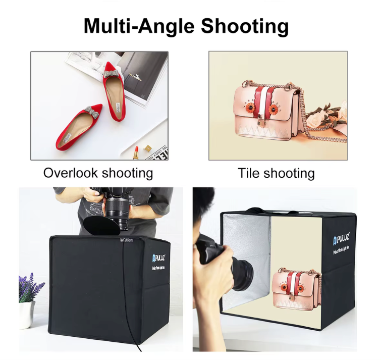 Estudio Fotográfico Pulux Portátil 40cm con Luz LED y 12 Fondos