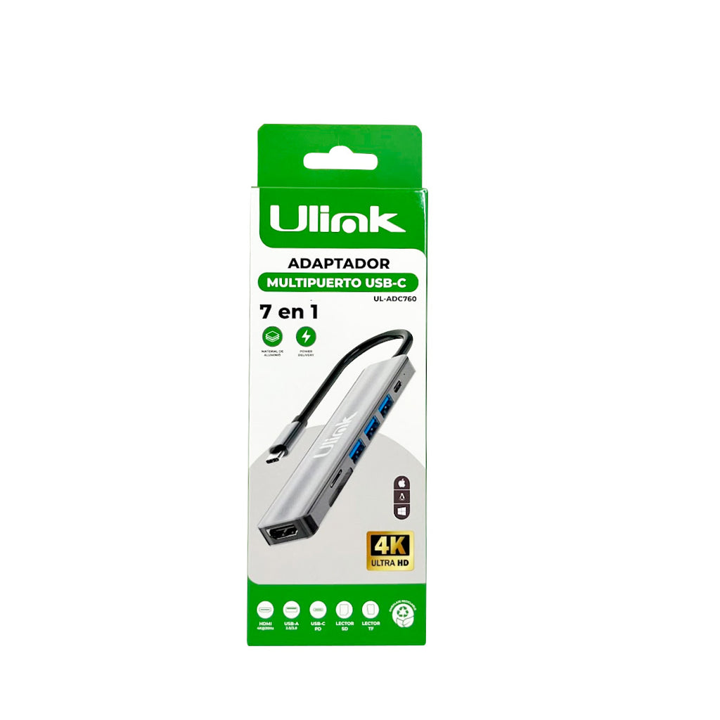 Hub Multipuerto USB-C 7 en 1 Ulink UL-ADC760