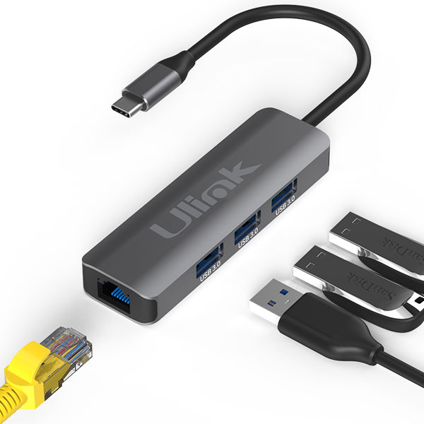 Hub USB 3.0 4 en 1 Ulink LAN + 3 USB UL-ADC403G