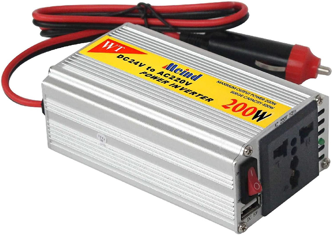 Inversor Voltaje Auto 200W 12 Volt A 220V Y 1USB Aluminio