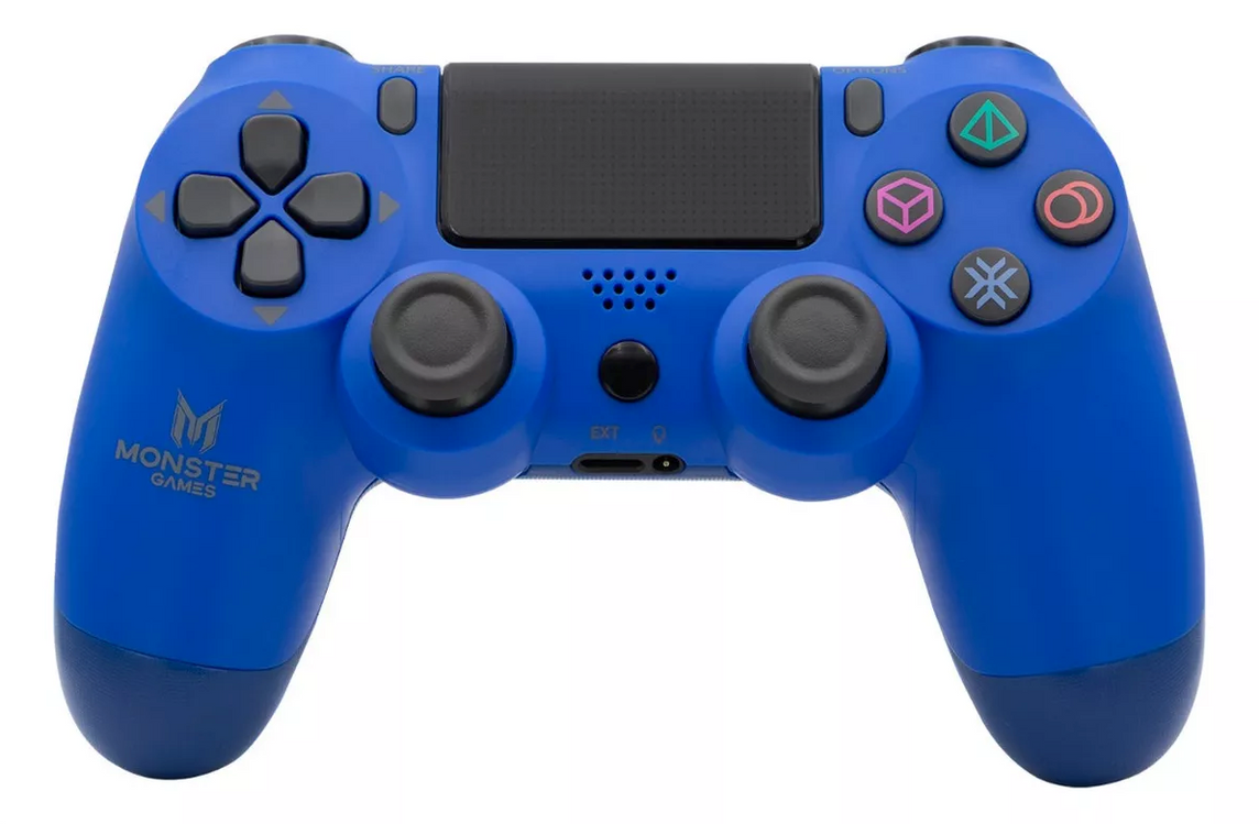 Joystick Para PS4 Doble Shock Audio 3.5MM Wireless Monster Azul