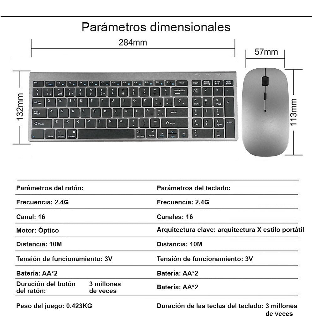 Kit Mouse Teclado Para Macbook Notebook Inalambrico Goforit ESP