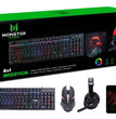 Kit Gamer Teclado Mouse Audfonos Monster Games Crew 4 EN 1