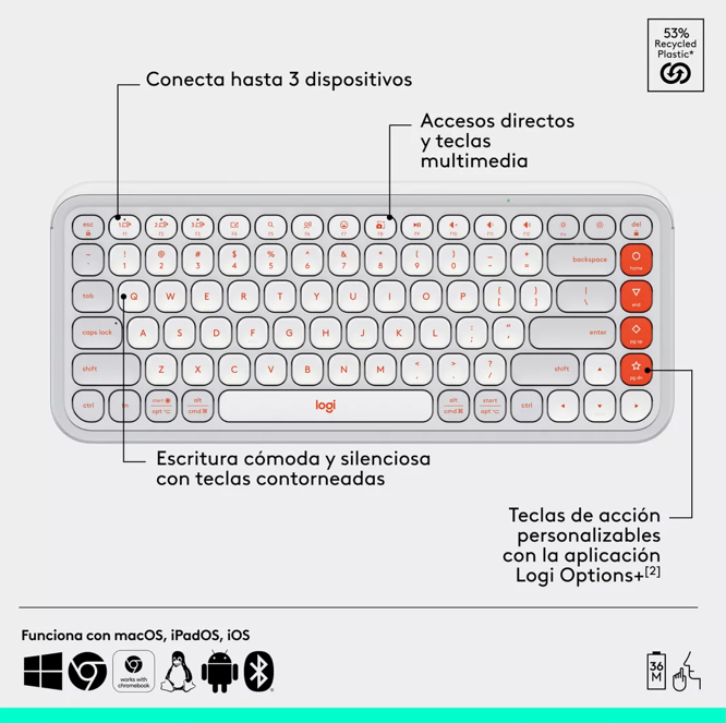 Kit Teclado y Mouse Logitech Pop Icon Español Negro