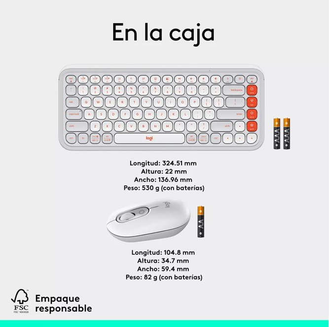 Kit Teclado y Mouse Logitech Pop Icon Español Blanco