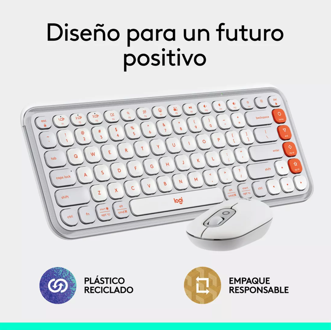 Kit Teclado y Mouse Logitech Pop Icon Español Blanco