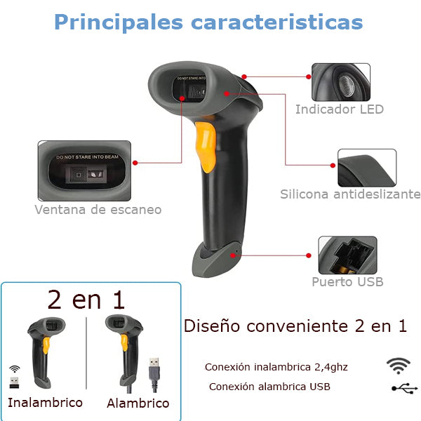 Lector Codigo de Barras 2D QR Inalambrica 2.4ghz UT-BSCW30