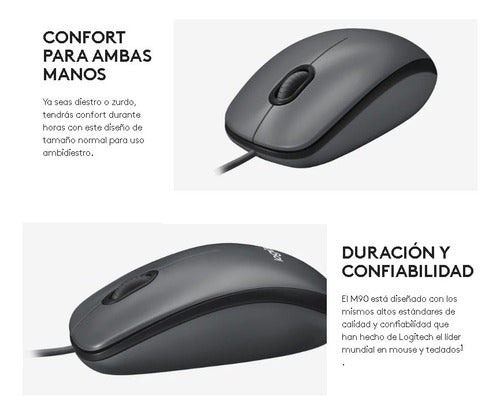 Mouse Logitech Alambrico USB M90 Negro