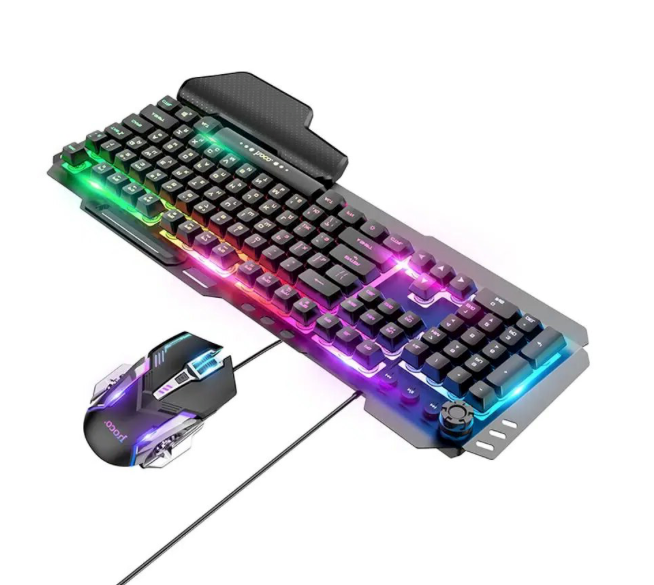 Mouse y Teclado Gamer Multimedia RGB Metal Hoco GM12