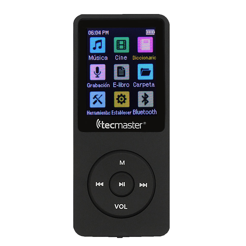 MP3 Tecmaster Bluetooth 16GB Incluye Audifonos Jack 3,5 TM-300523