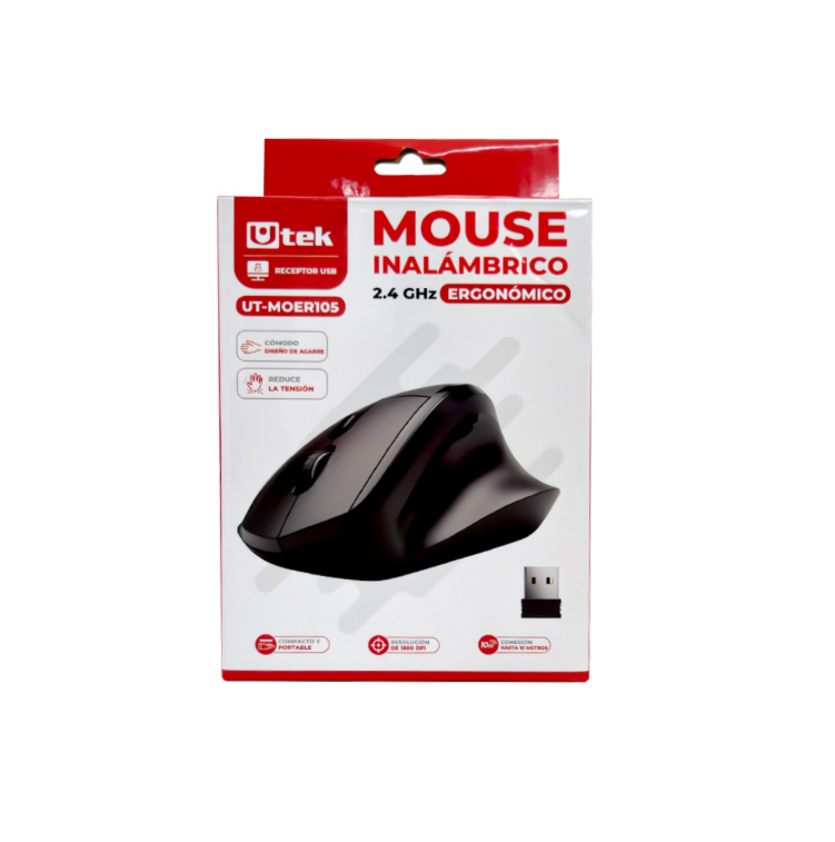 Mouse Inalámbrico Ergonómico 2,4 Ghz Utek UT-MOER105