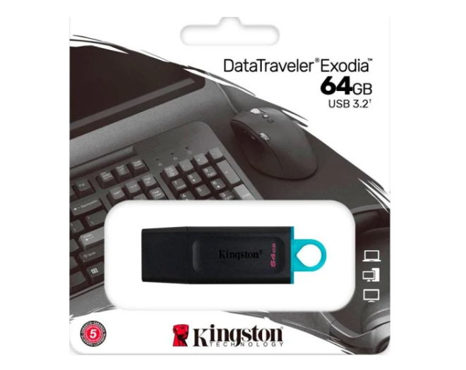 Pendrive 64GB USB 3.2 DataTraveler Exodia Kingston | FactoryTech