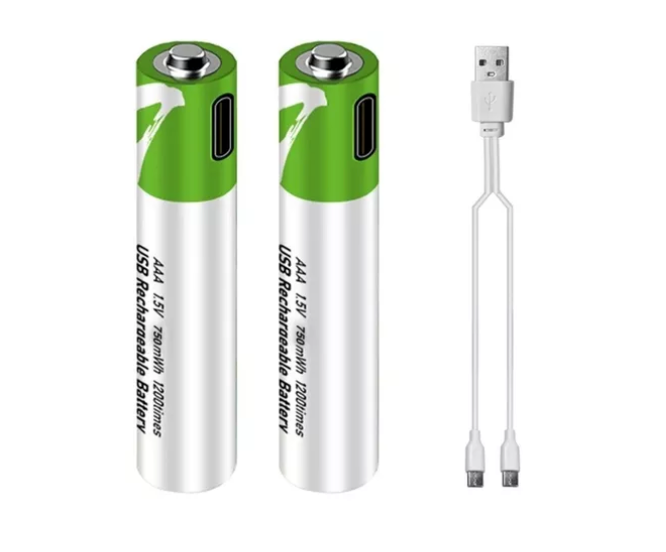 Pack 2 Pilas AAA Litio 750mah Recargables Puerto Usb C