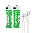 Pack 2 Pilas AA Recargables USB-C 3400mWh Ulink