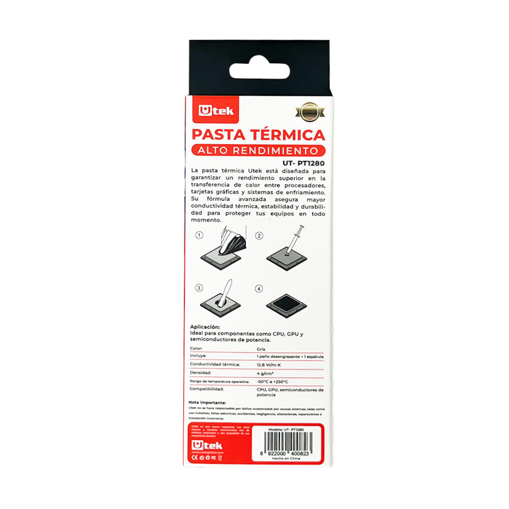 Pasta Térmica 12.8W/mk 4g con Espátula UT-PT1280