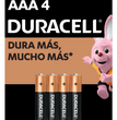 Pilas AAA Duracell Alcalinas Pack 4 Unidades