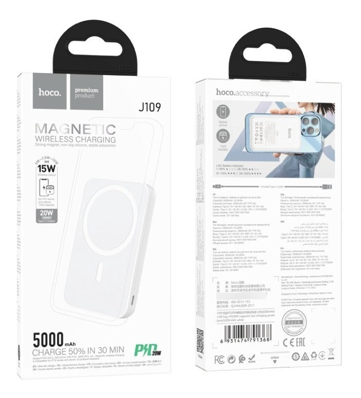 Powerbank Inalambrica Magsafe 5000MAH PD20W Hoco J109 Blanca