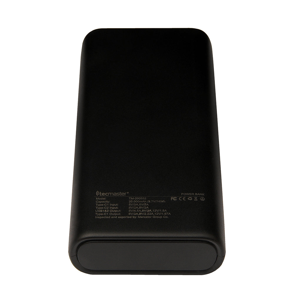 Powerbank 20000mah Alumunio PD 20W QC 22,5W Tecmaster TM-200552