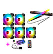 Set 5 Ventiladores 120MM Barra Led 30CM Control RGB CoolMoon