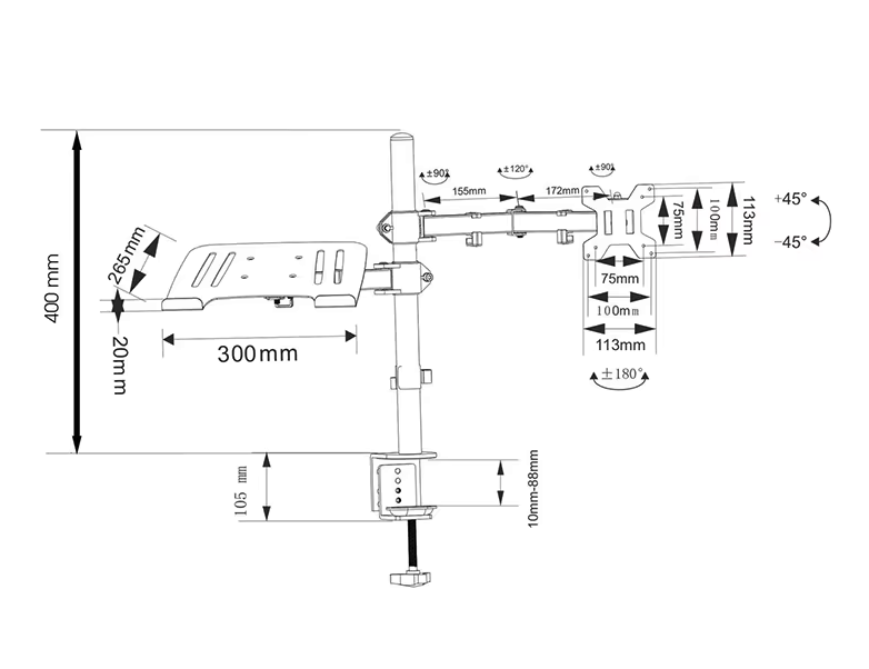 Soporte Monitor y Notebook Brazo Articulado Escritorio A017 Goforit