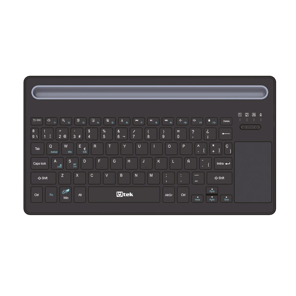 Teclado Inalambrico y Bluetooth Touchpad Recargable UT-KBBT900P